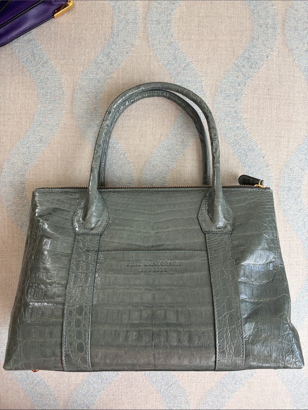Moss (green grey) genuine crocodile satchel